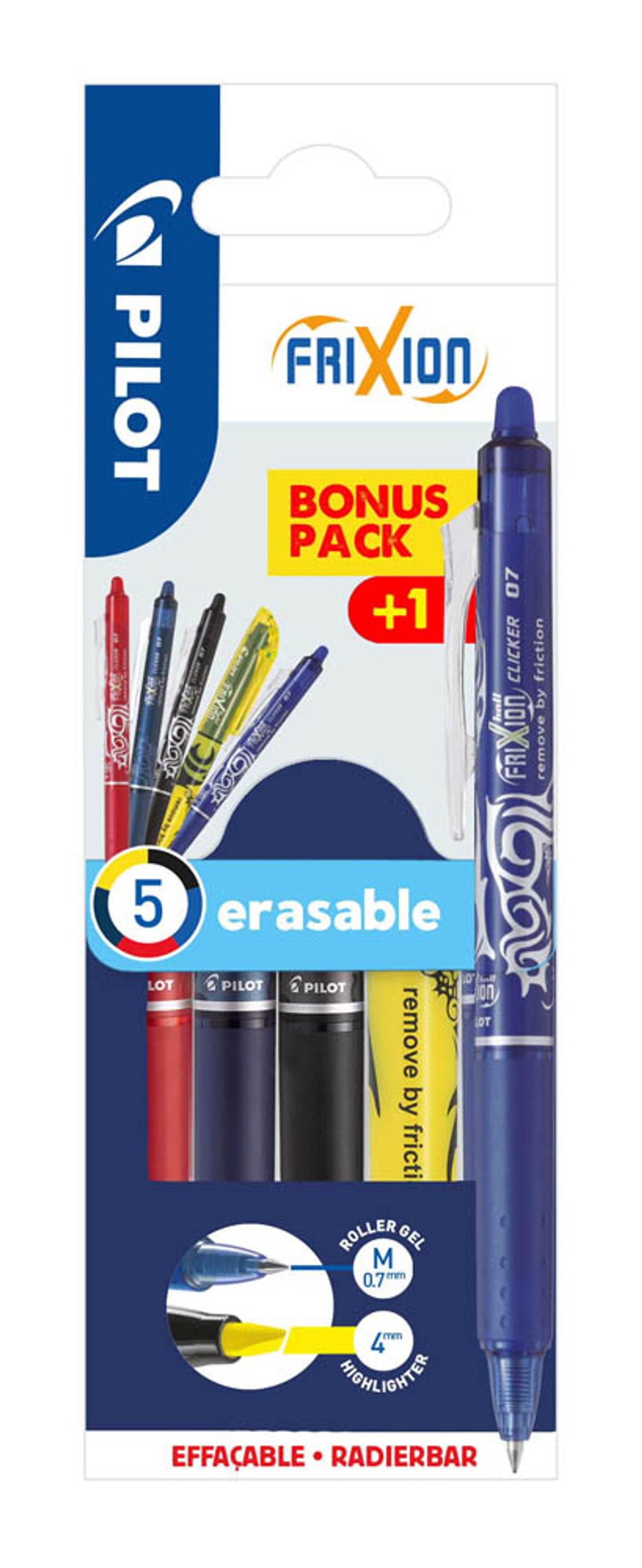 PILOT FRIXION ball CLICKER Tintenroller 0,4 mm, Schreibfarbe: farbsortiert, 1 Set