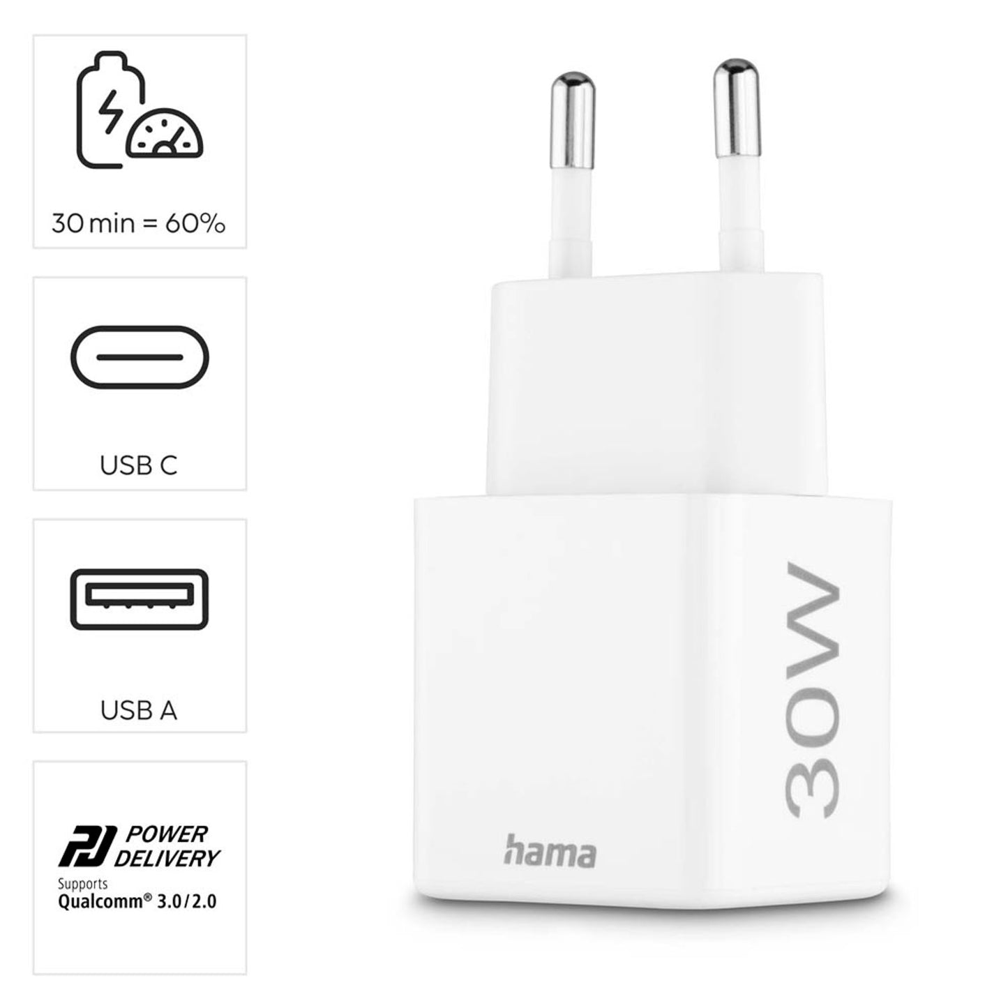 hama Ladeadapter weiß, 30 Watt | 201992