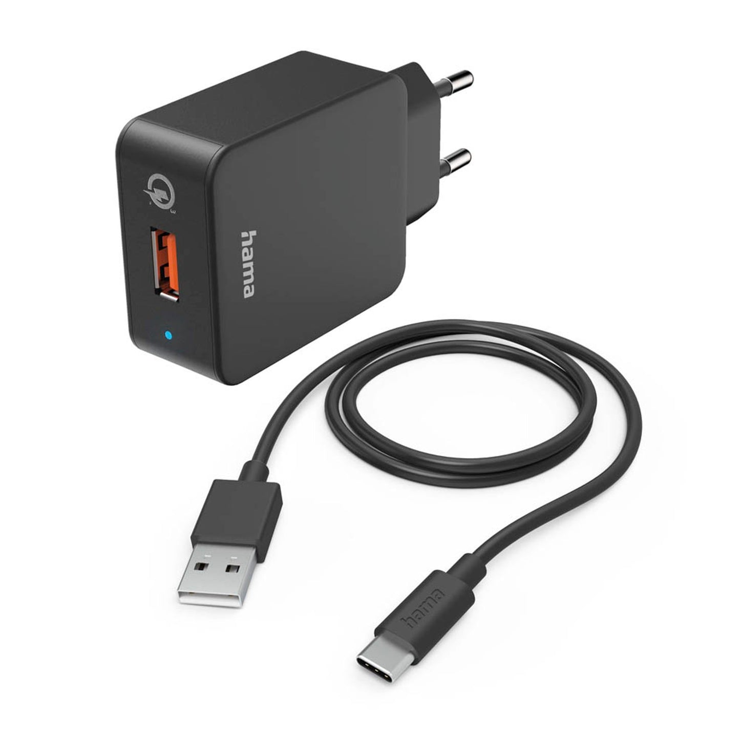 hama Ladekabel mit Adapter schwarz, Kabellänge: 1,5 m, 19,5 Watt | 201625