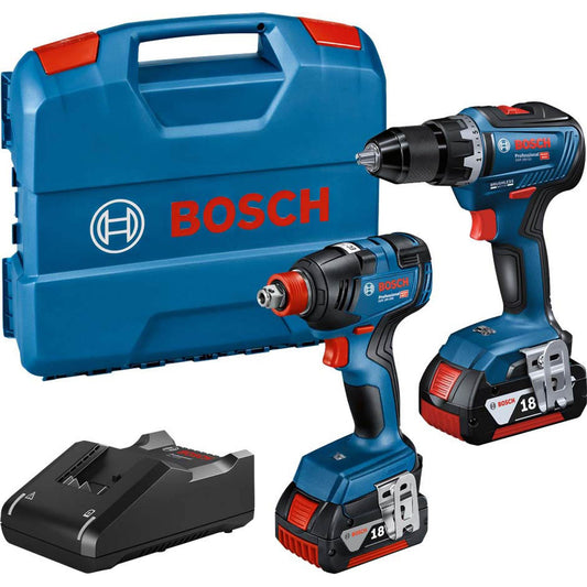 BOSCH Professional GDX 18V-200 + GSR 18V-55 Akku-Drehschlagschrauber-Set 18,0 V, mit 2 Akkus | 0 601 9J2 207
