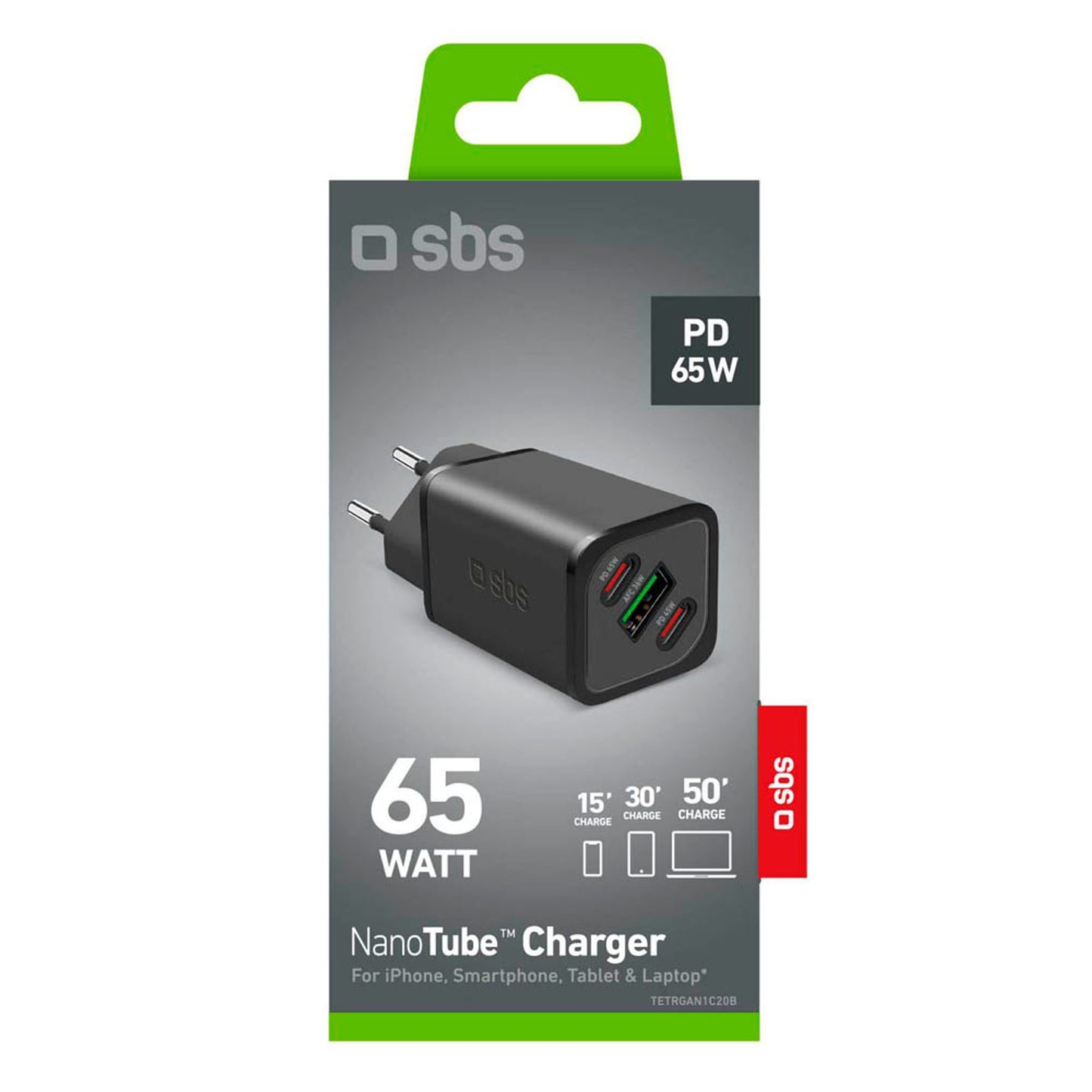 sbs Ladeadapter schwarz, 65 Watt | TETRGANUSB2C65W