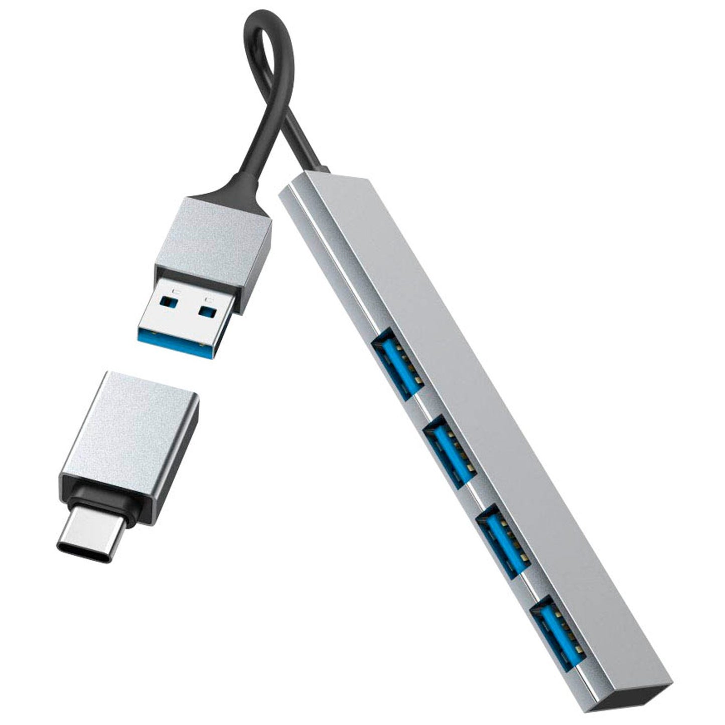 hama USB-Hub Ultra Slim 4-fach grau | 200141