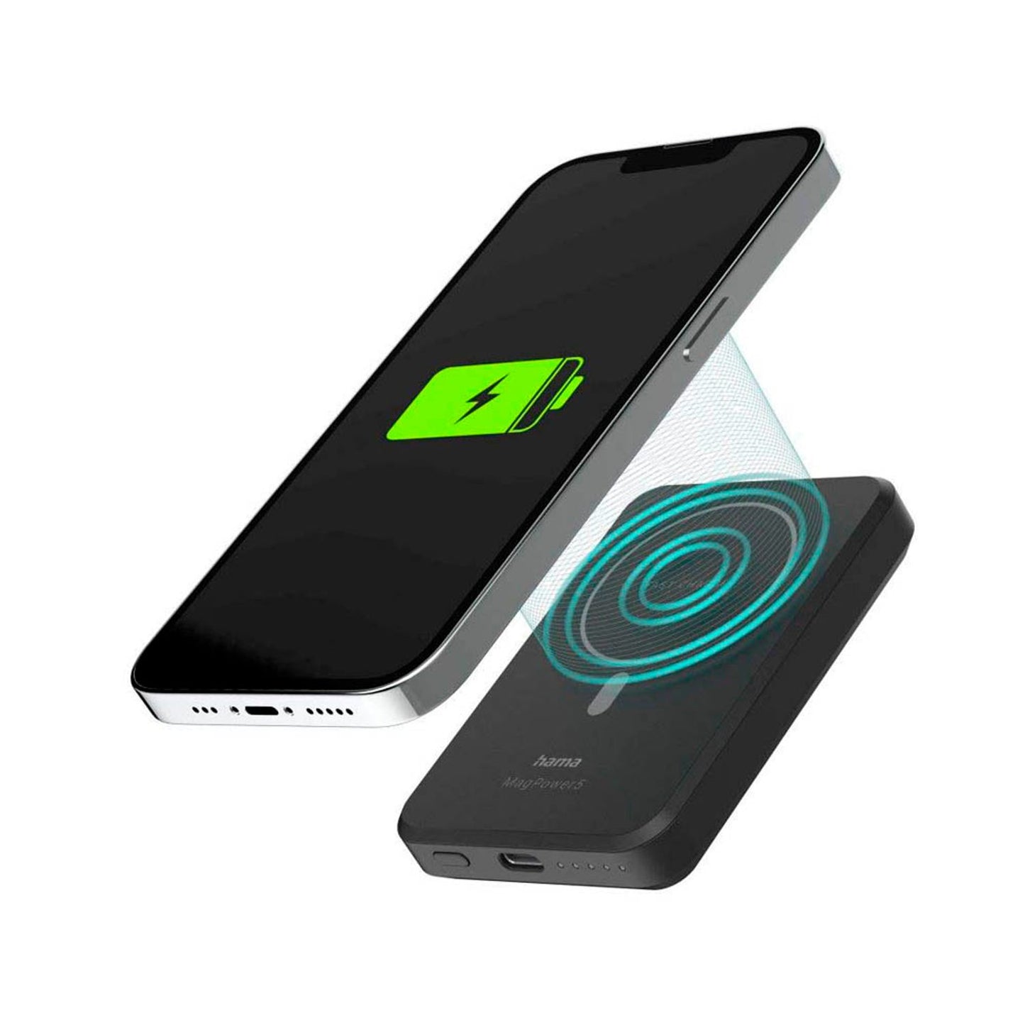 hama MagPower5 wireless Powerbank 5.000 mAh schwarz | 201695