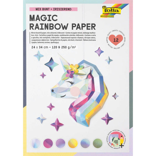 folia Tonpapier Magic Rainbow Paper farbsortiert 120 / 250 g/qm | 12049 | 1 Pack = 12 Blatt