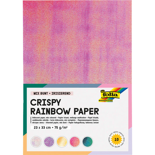 folia Tonpapier Crispy Rainbow Paper farbsortiert 75 g/qm | 310409 | 1 Pack = 10 Blatt