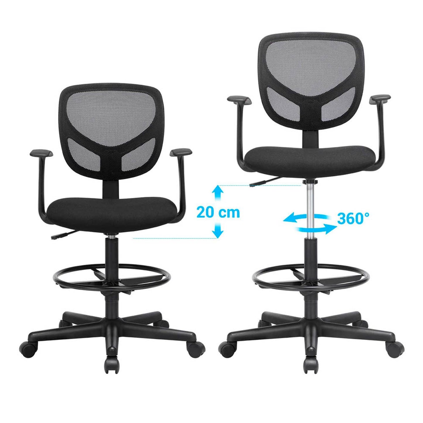 SONGMICS Arbeitsdrehstuhl schwarz | OBN25BK