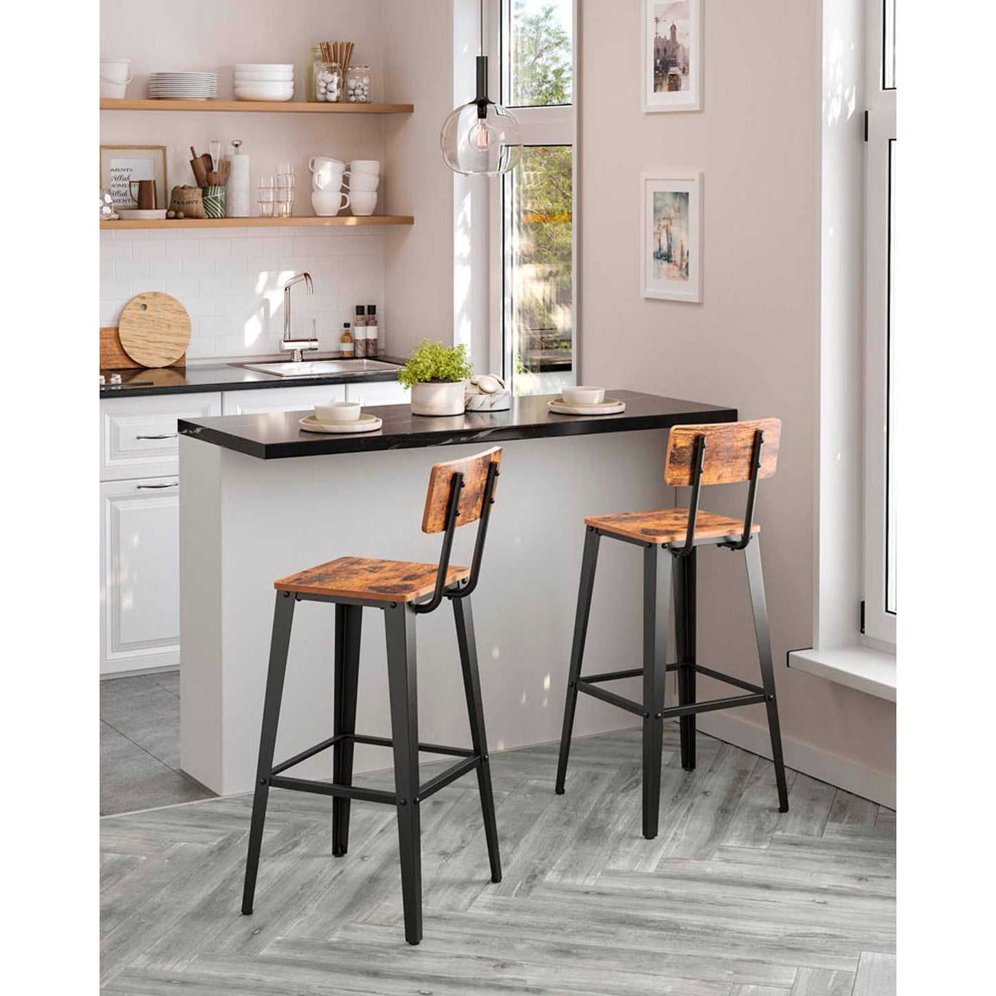VASAGLE Barhocker braun | LBC078B01 | 1 Pack = 2 St.