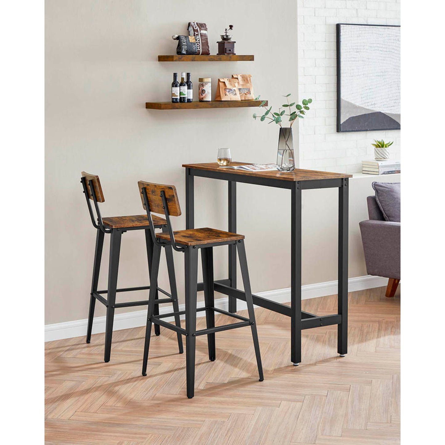 VASAGLE Barhocker braun | LBC078B01 | 1 Pack = 2 St.