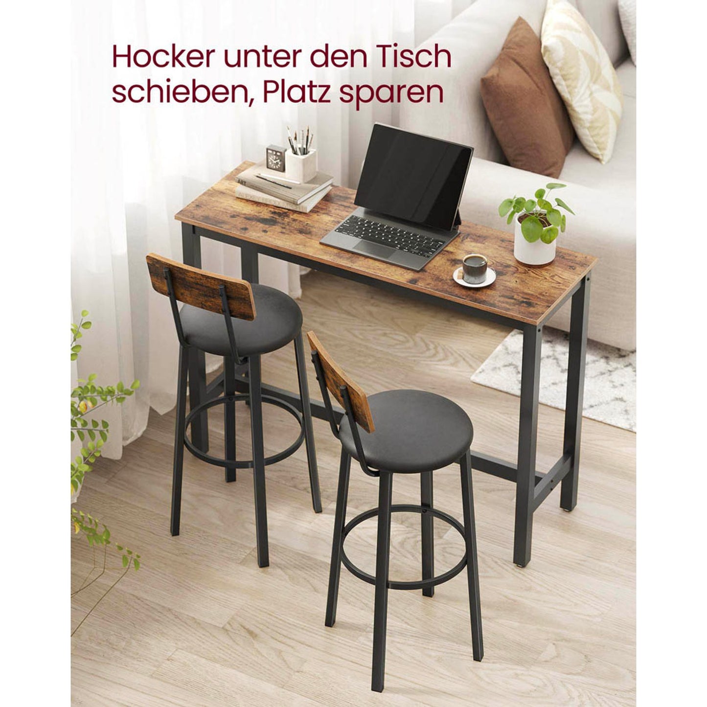 VASAGLE Barhocker braun Kunstleder | LBC069B81V1 | 1 Pack = 2 St.