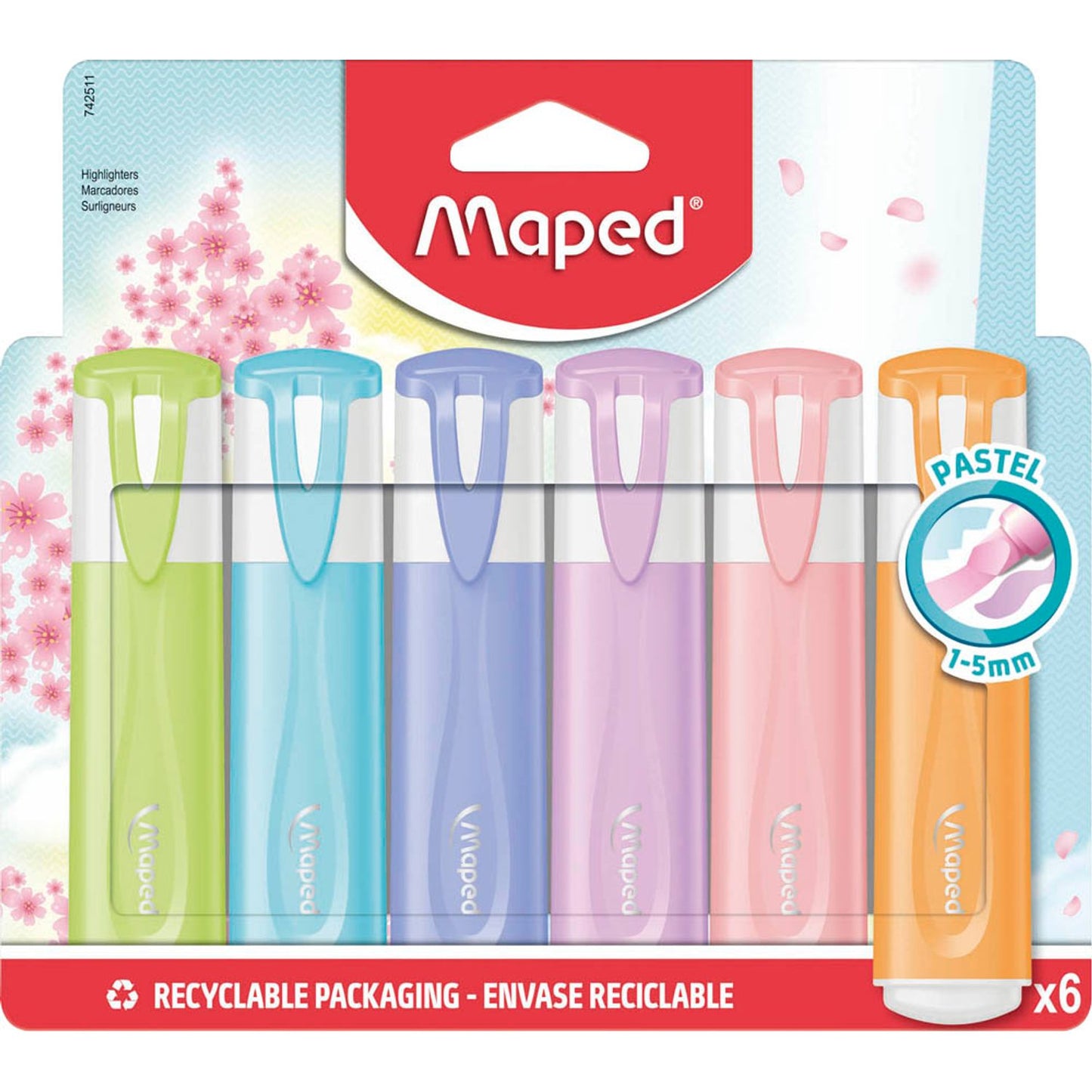 maped Fluo Peps pastell Textmarker farbsortiert | 742511 | 1 Pack = 6 St.