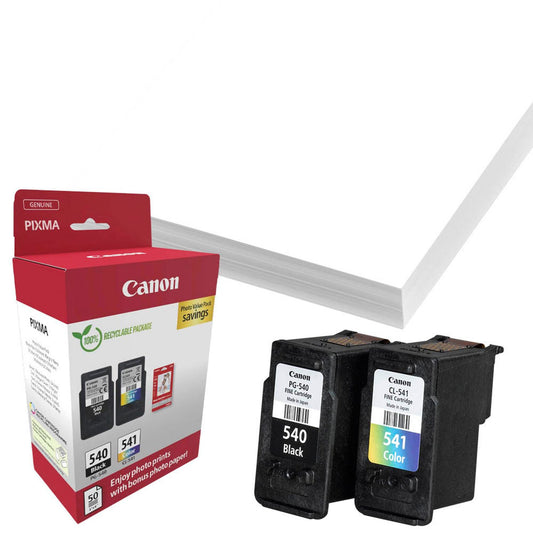 Canon PG-540 + CL-541 schwarz, color Druckköpfe + Fotopapier, 2er-Set | 5225B013 | 1 Set = 2 St.
