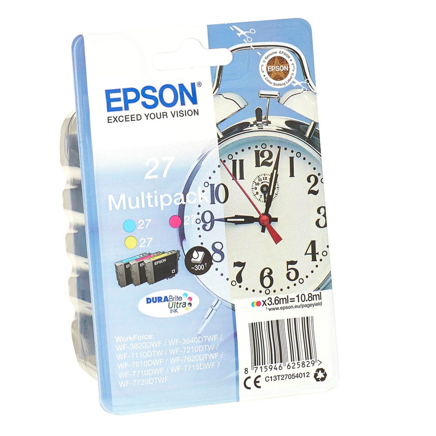 EPSON 27 / T2705 cyan, magenta, gelb Druckerpatronen, 3er-Set | C13T27054012 | 1 Pack = 3 St.
