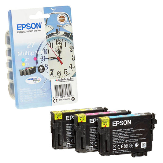 EPSON 27 / T2705 cyan, magenta, gelb Druckerpatronen, 3er-Set | C13T27054012 | 1 Pack = 3 St.