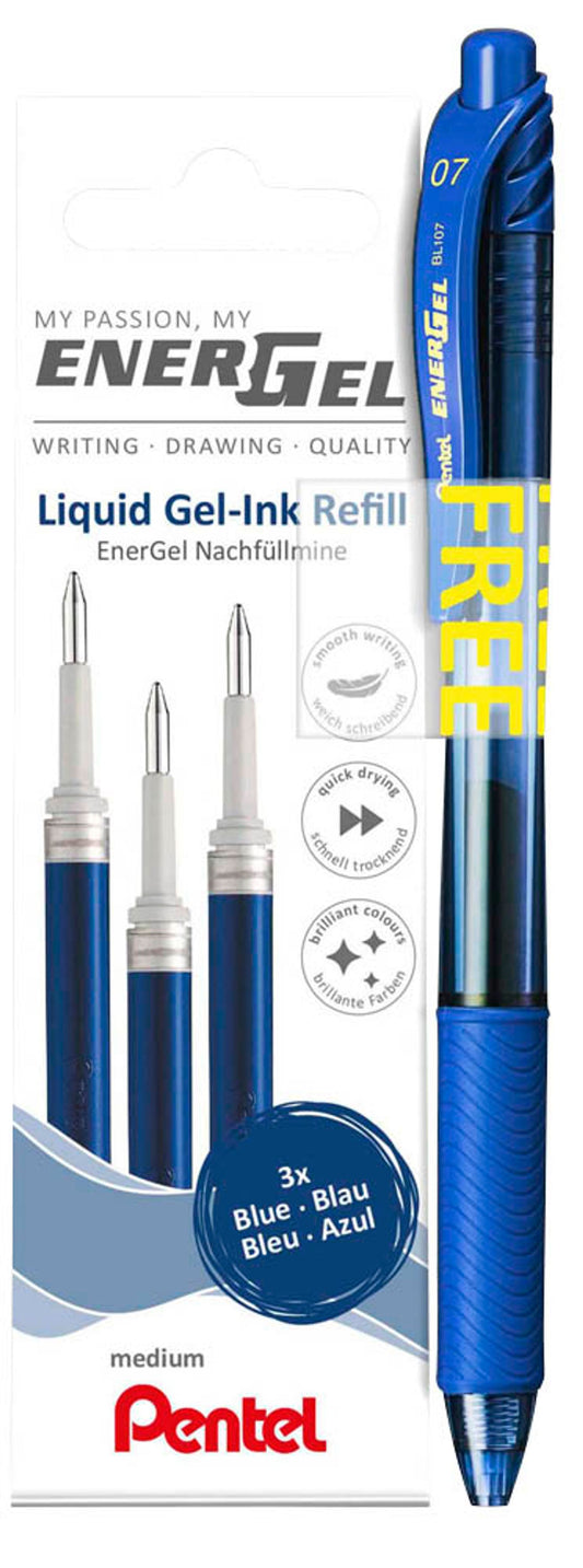 Pentel EnerGel Gelschreiberminen 0,35 mm 1 Set + GRATIS Pentel EnerGel BL107 Gelschreiber