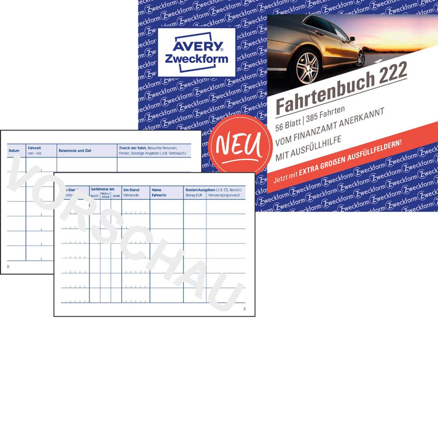 AVERY Zweckform Fahrtenbuch, Pkw mit Kraftstoffverbrauch Formularbuch | 222