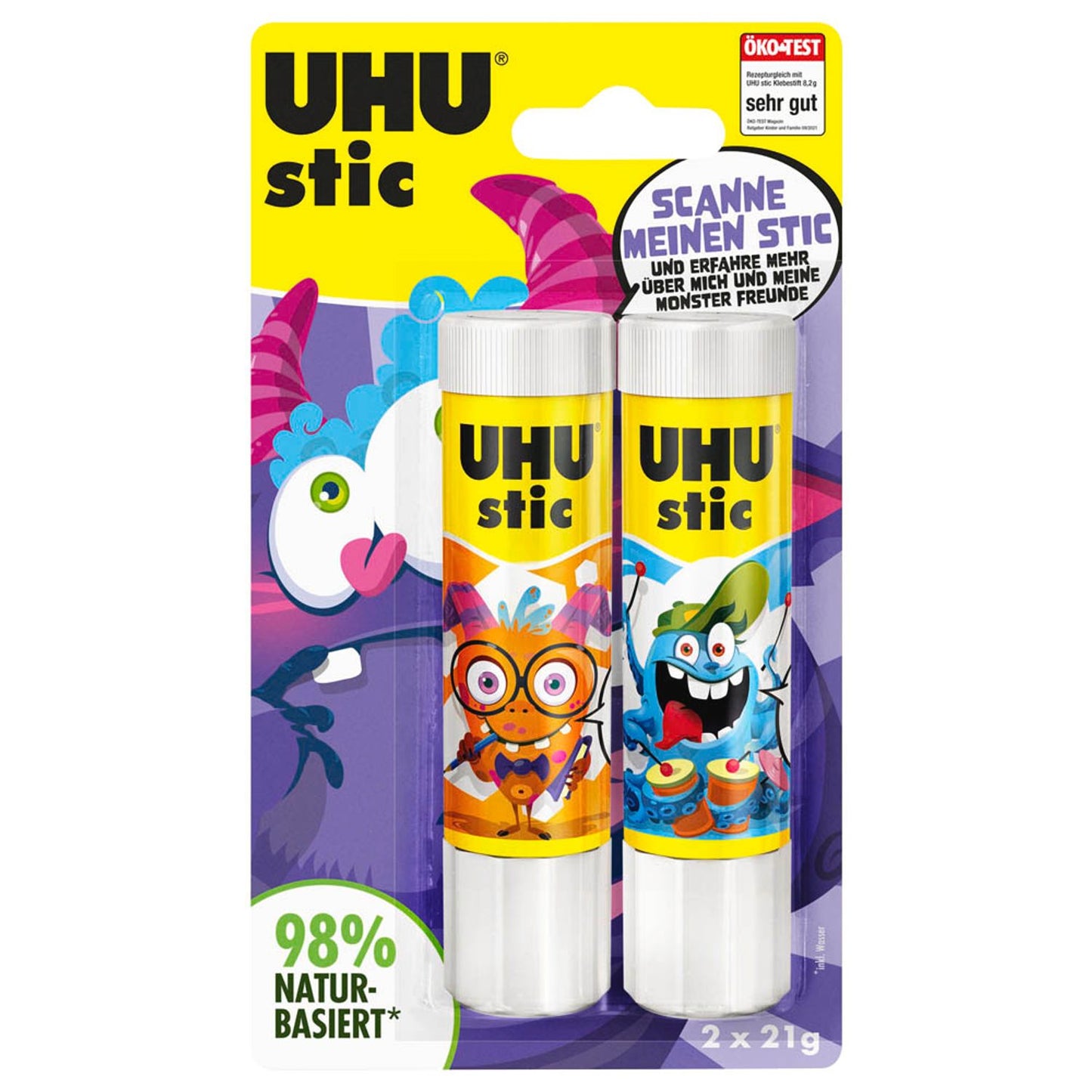 UHU MONSTER Klebestifte 2x 21,0 g | 9000180 | 1 Pack = 2 St.