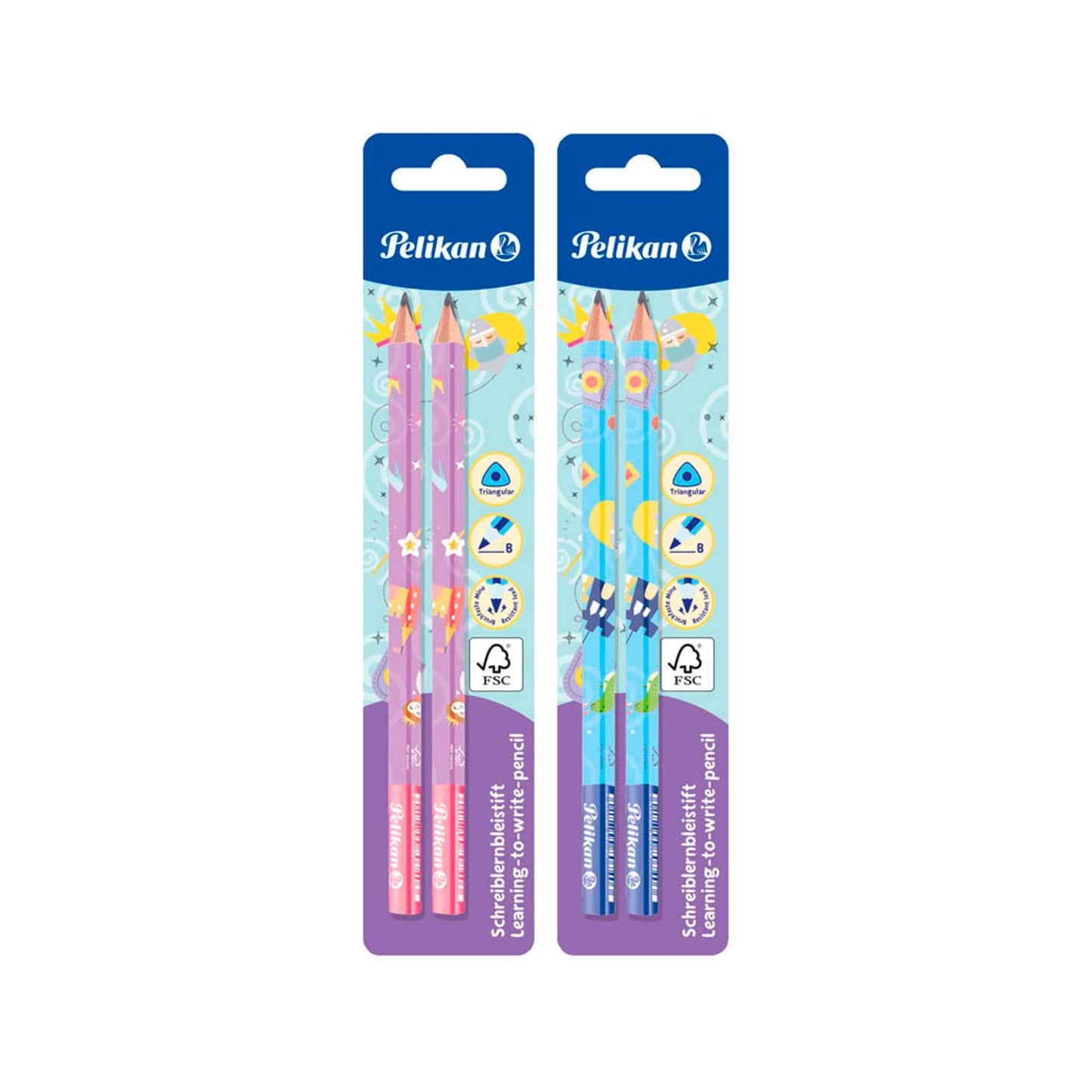 Pelikan Schreiblern- Bleistifte B pink, blau | 100401650 | 1 Pack = 2 St.