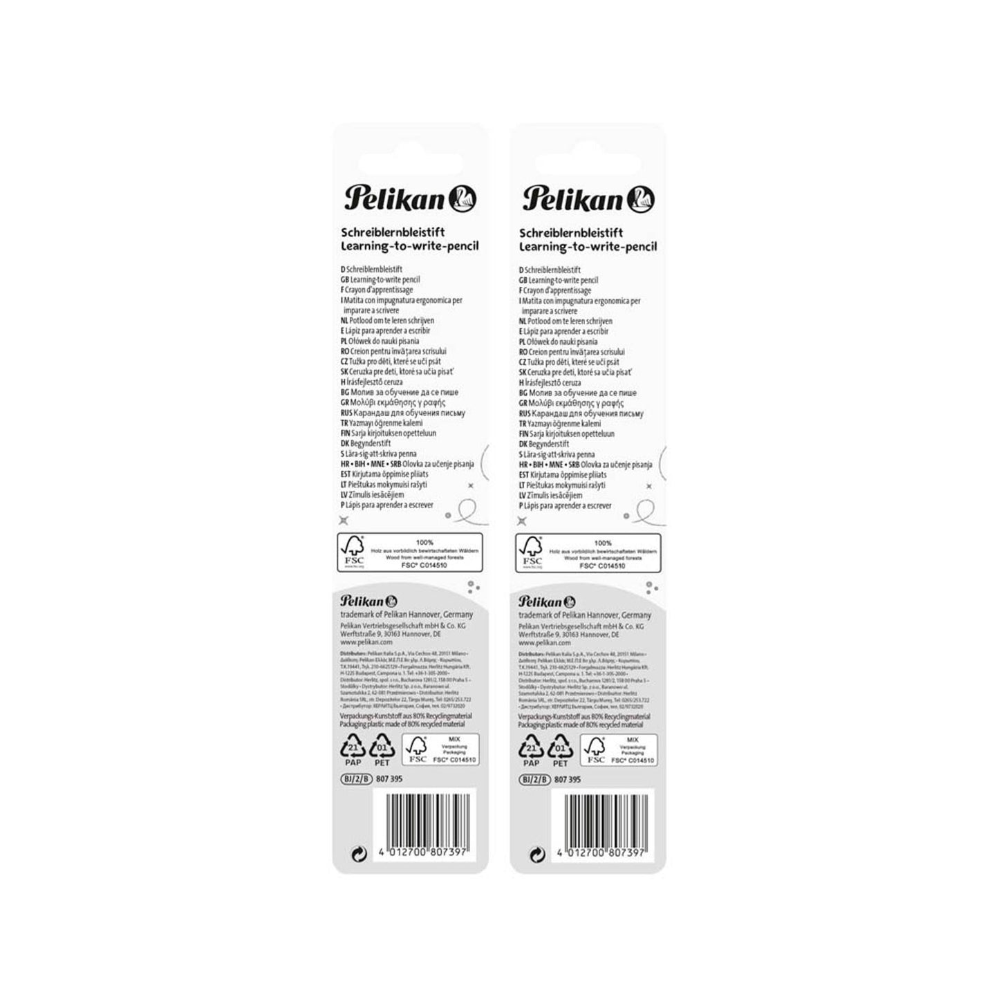 Pelikan Schreiblern- Bleistifte B pink, blau | 100401650 | 1 Pack = 2 St.