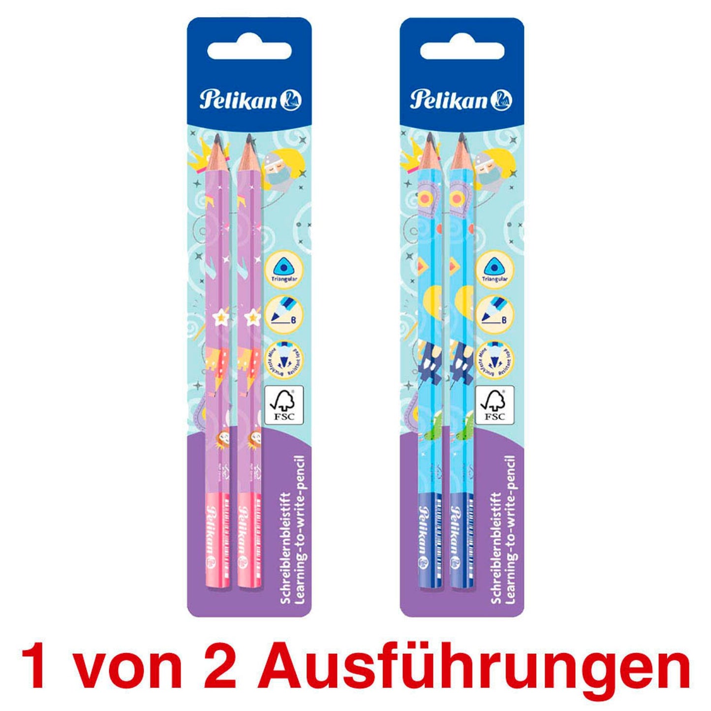 Pelikan Schreiblern- Bleistifte B pink, blau | 100401650 | 1 Pack = 2 St.
