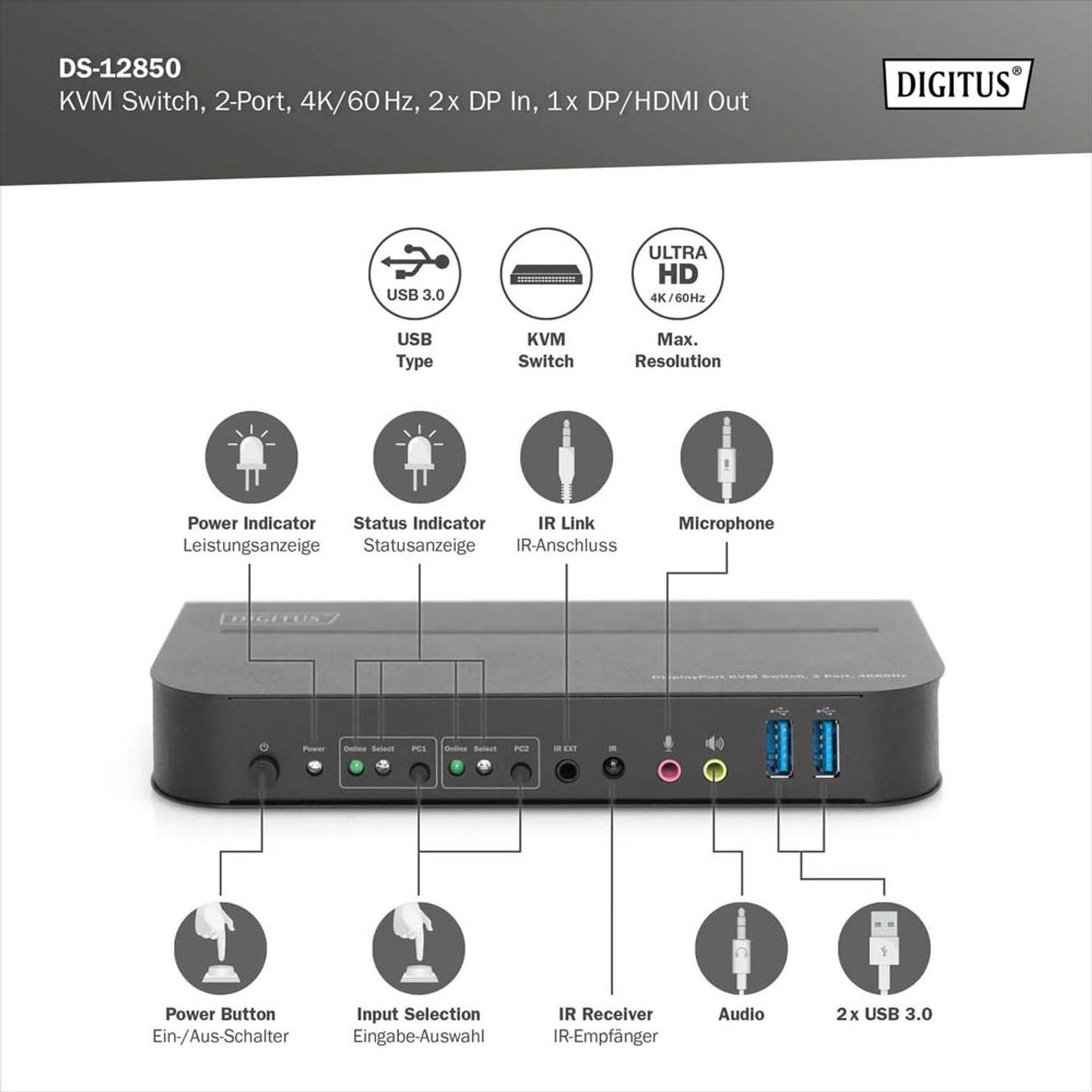 DIGITUS KVM-Switch | DS-12850