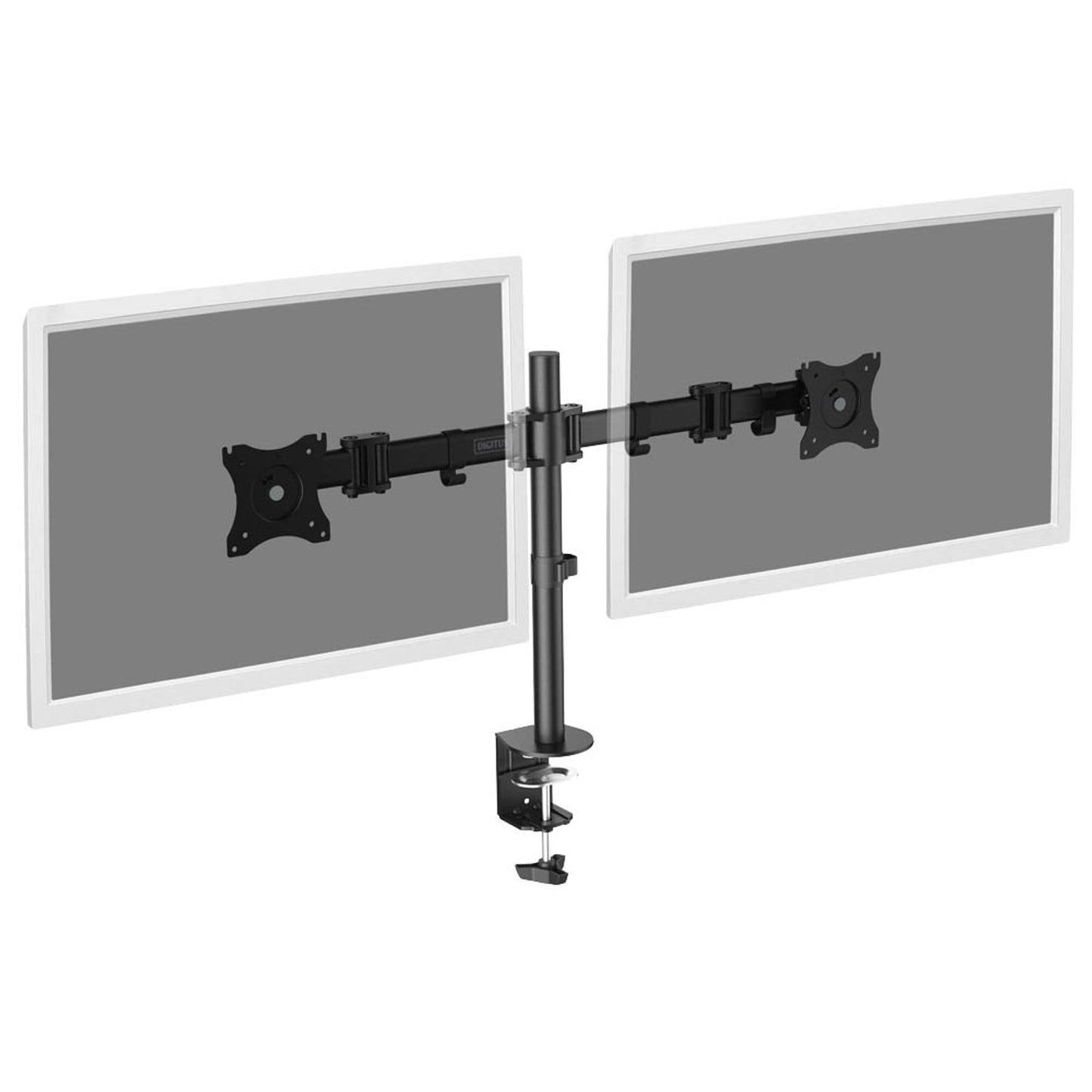 DIGITUS Monitor-Halterung schwarz für 2 Monitore, Tischklemme | DA-90349