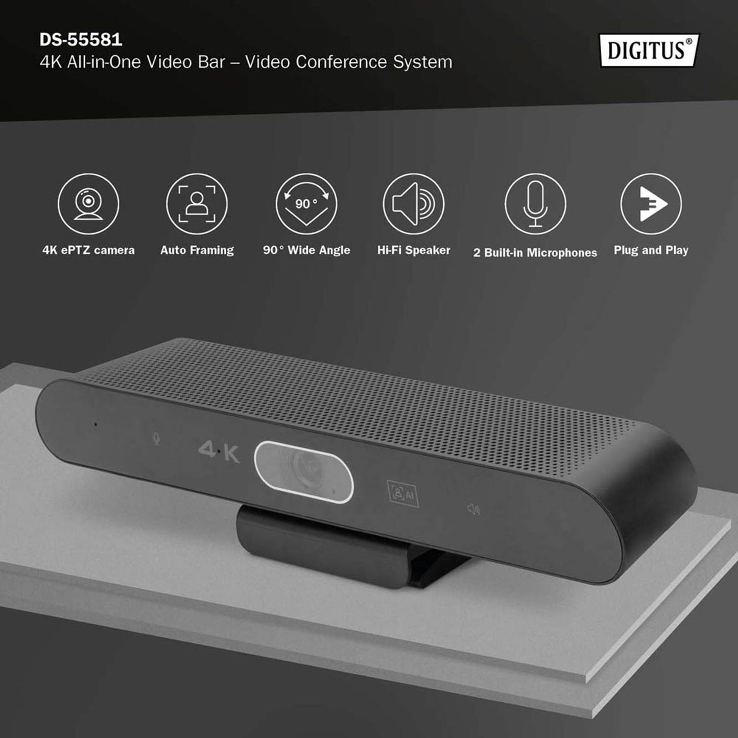DIGITUS All-In-One Freisprecheinrichtung schwarz | DS-55581