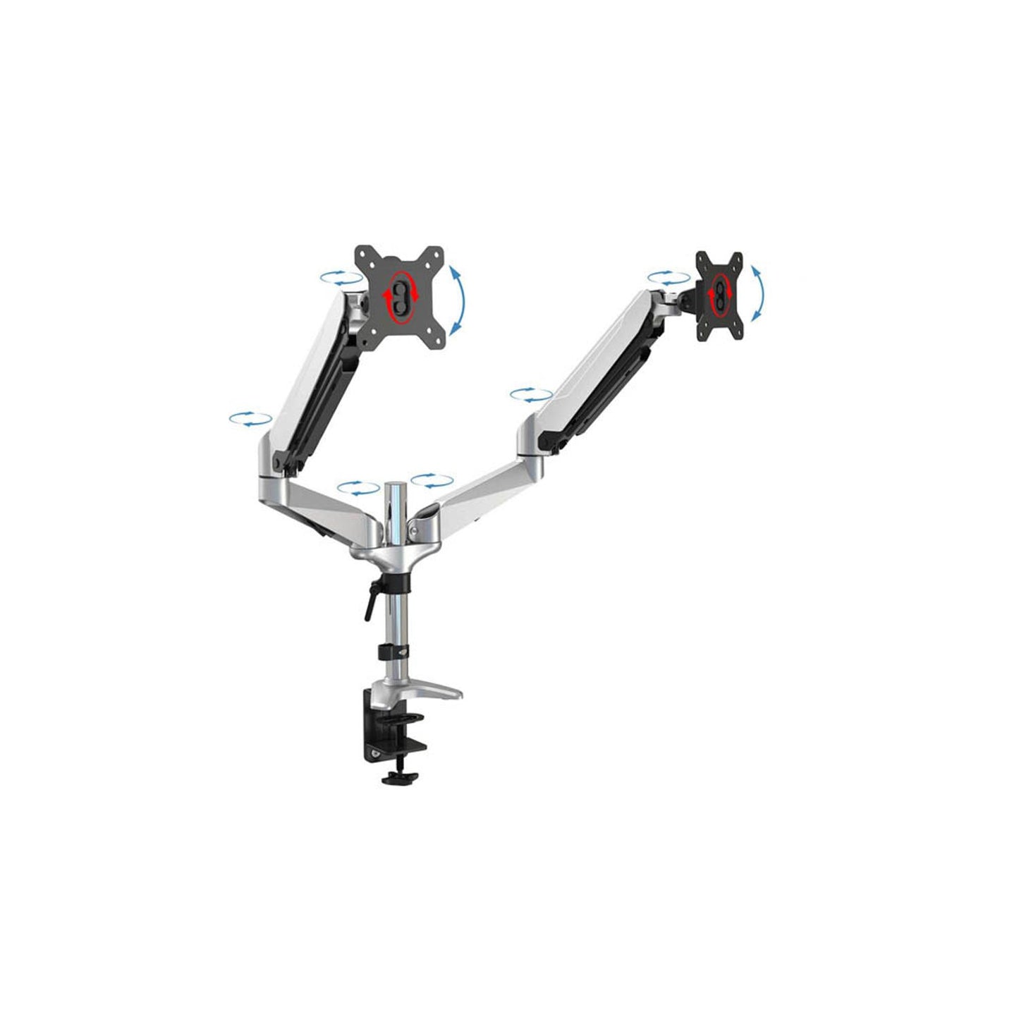 DIGITUS Monitor-Halterung silber für 2 Monitore, Tischklemme | DA-90353