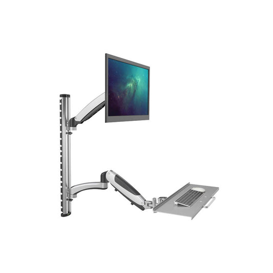 DIGITUS Monitor-Maus-Tastatur-Halterung silber für 1 Monitor, 1 Tastatur, 1 Maus, Wandhalterung | DA-90354