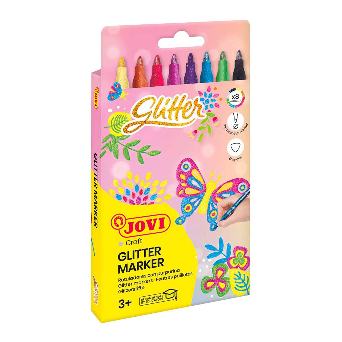 JOVI Glitzer Filzstifte farbsortiert | 1608G | 1 Pack = 8 St.