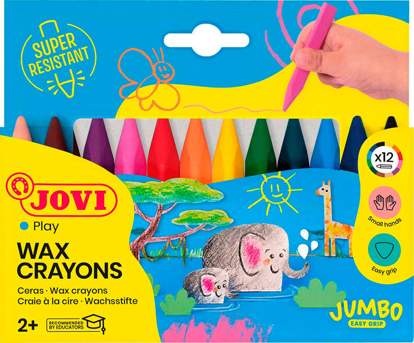 JOVI Jumbo Easy Grip Wachsmalstifte farbsortiert, St.