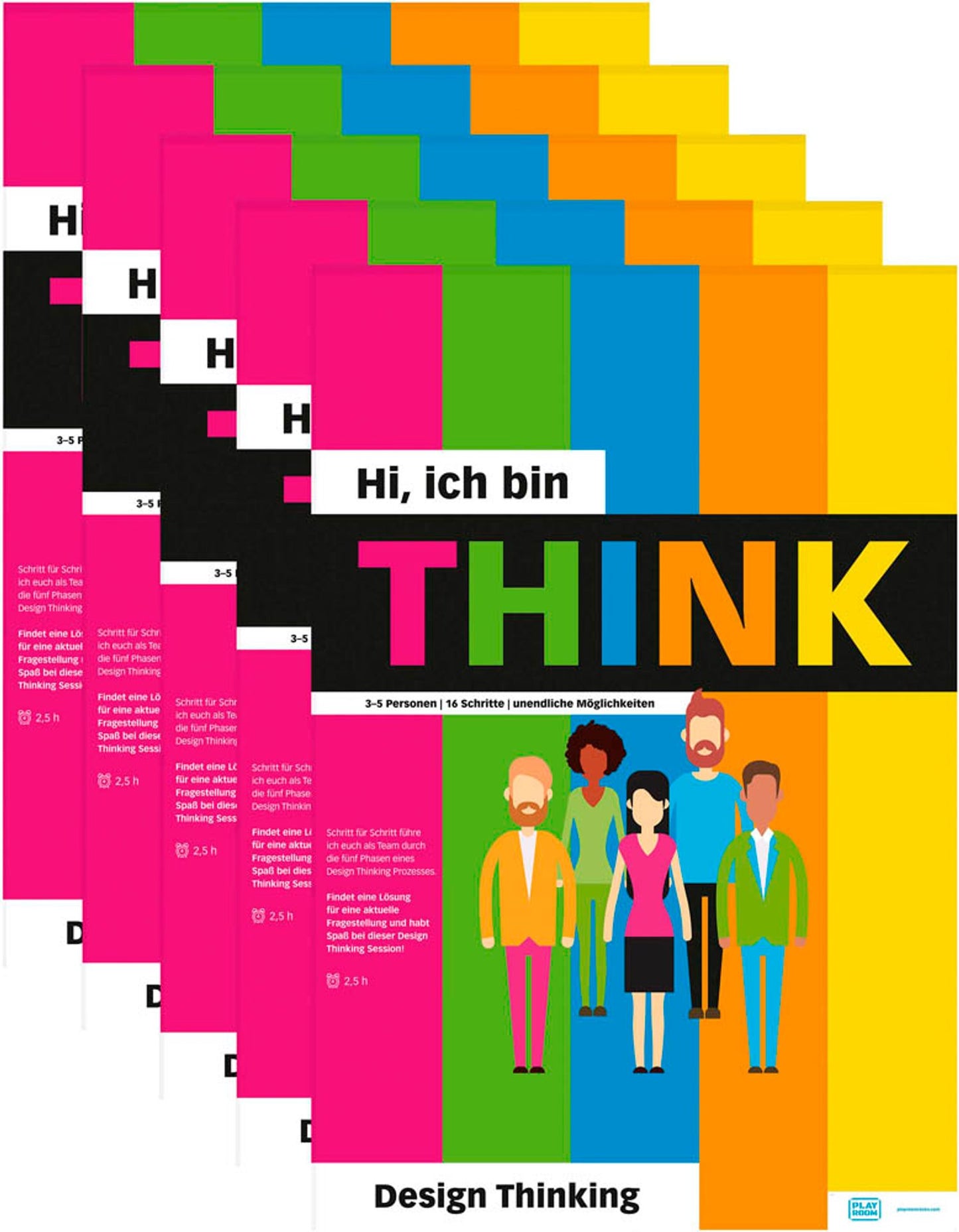 PLAYROOM Flipchart-Arbeitsblöcke Think Flip DE 65,0 x 97,0 cm, 14 Blatt (80 g/qm), 5 Blöcke