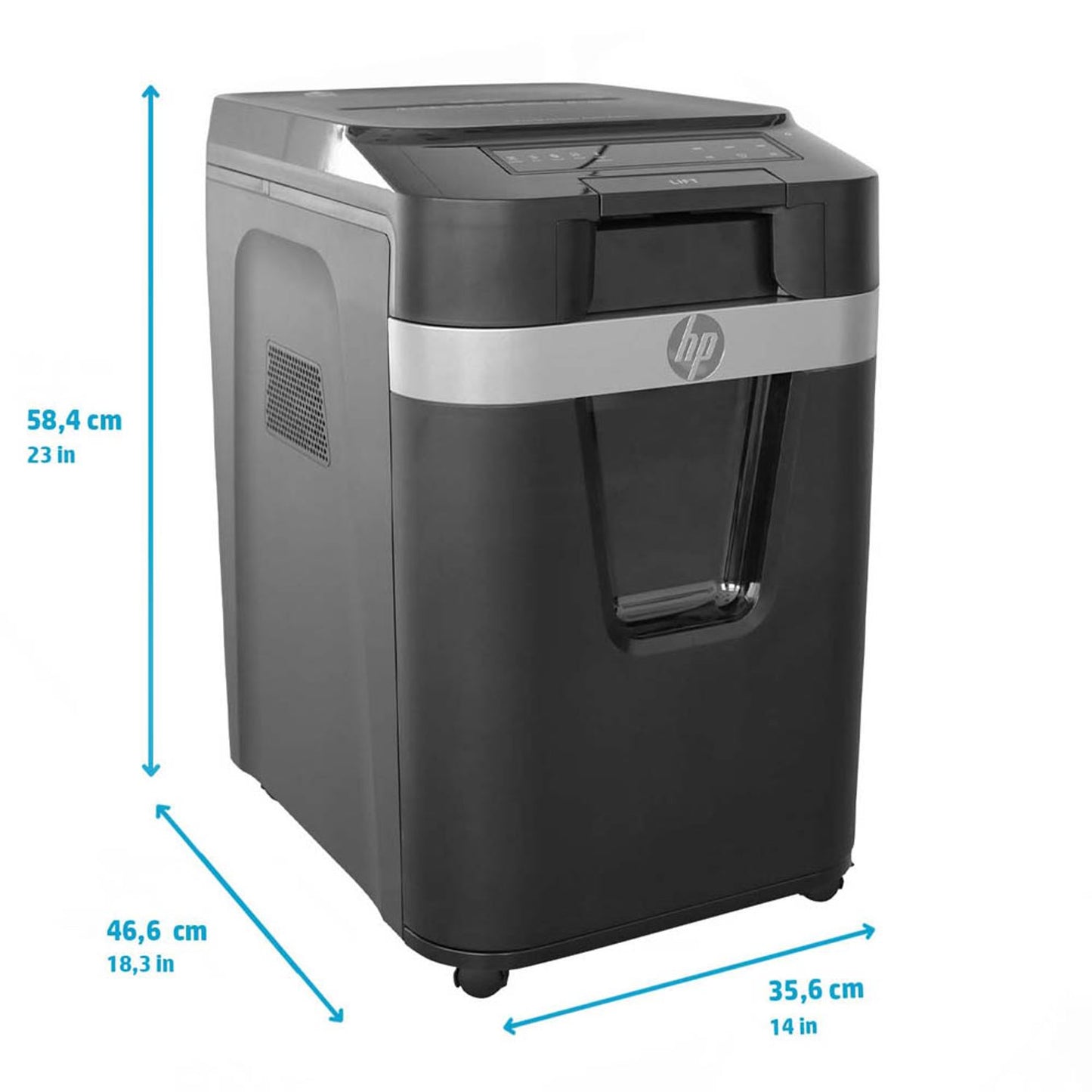 HP Pro Shredder Auto 200CC Aktenvernichter mit Partikelschnitt P-4, 4 x 20 mm, bis , schwarz | 2820