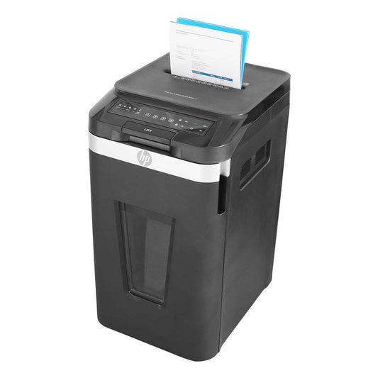 HP Pro Shredder Auto 400CC Aktenvernichter mit Partikelschnitt P-4, 4 x 12 mm, bis , schwarz | 2822