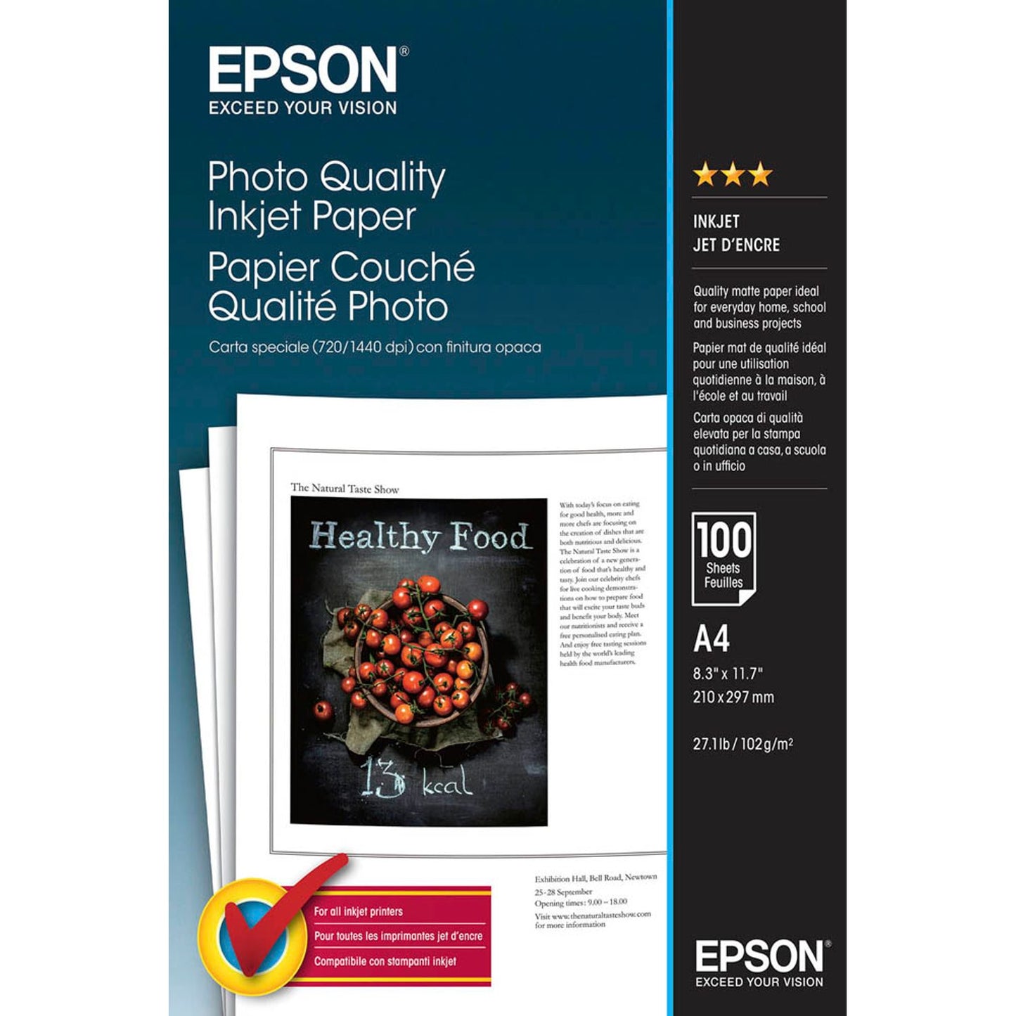 EPSON Fotopapier S041061 DIN A4 matt 102 g/qm | C13S041061 | 1 Pack = 100 Blatt