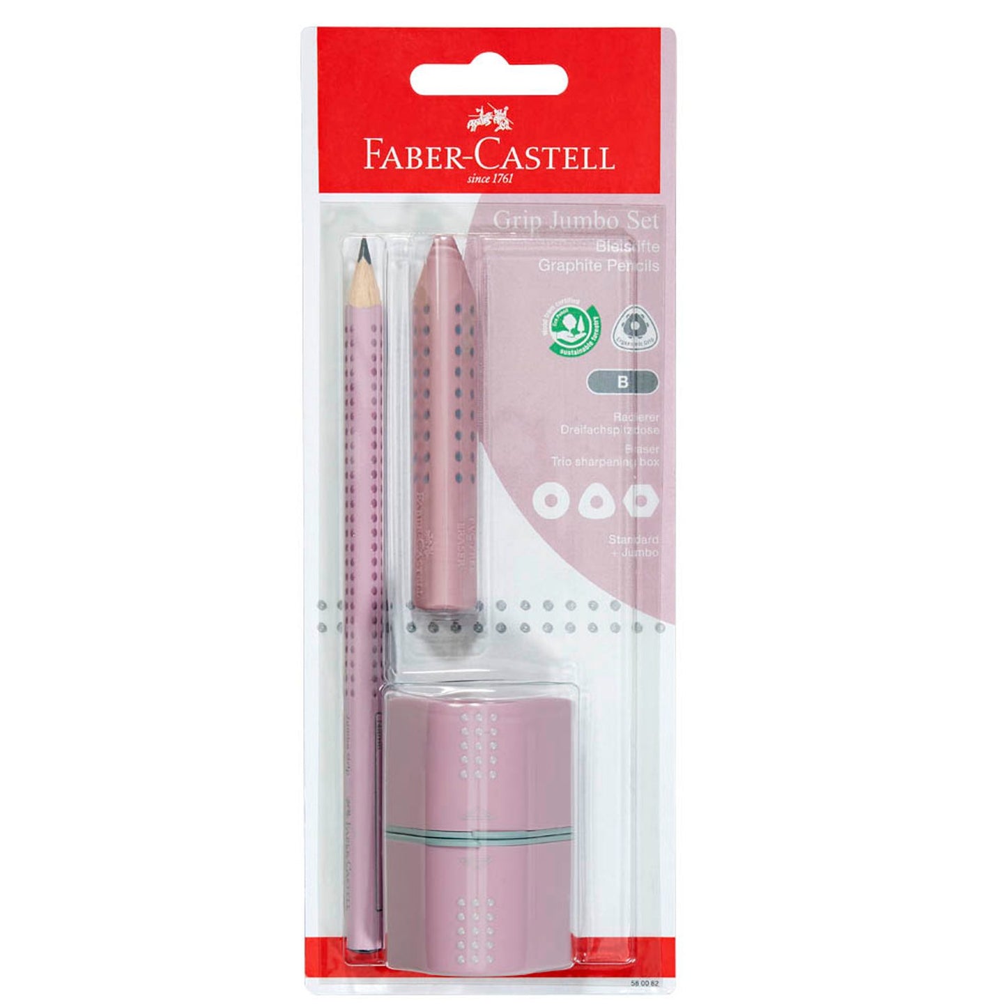 FABER-CASTELL GRIP Bleistift-Set B rose shadow | 580082