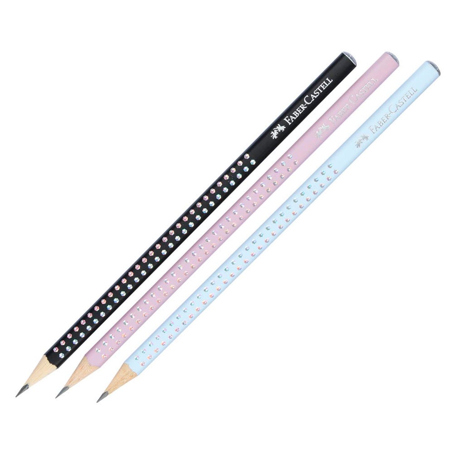 FABER-CASTELL Sparkle New Harmony Bleistifte B rose shadows, sky blue, schwarz | 218470 | 1 Pack = 3 St.