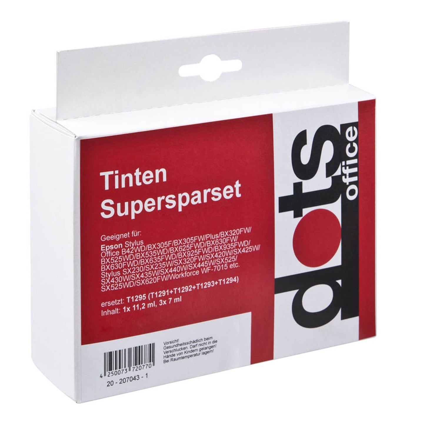 dots schwarz, cyan, magenta, gelb Druckerpatronen kompatibel zu EPSON T1295, 4er-Set | 1617,4050-DOTS | 1 Pack = 4 St.