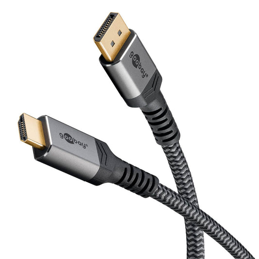 goobay DisplayPort 1.2/HDMI 2.0 Kabel grau, schwarz, 1 St.