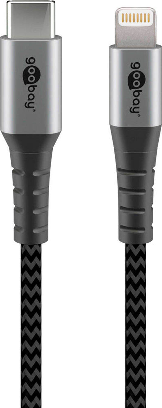 goobay Lightning/USB C Kabel grau, schwarz, 1 St.