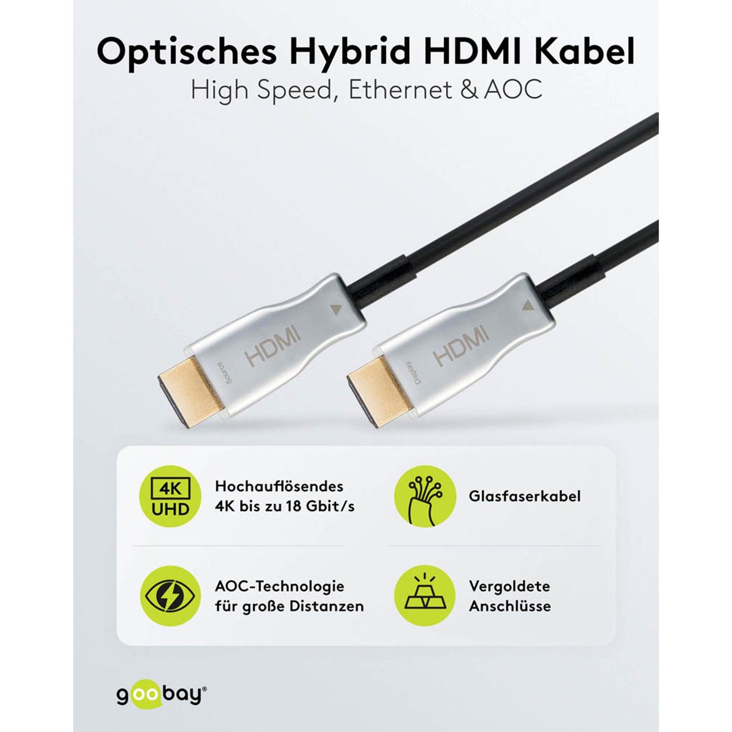 goobay optisches Hybrid HDMI Kabel 30,0 m schwarz | 65568