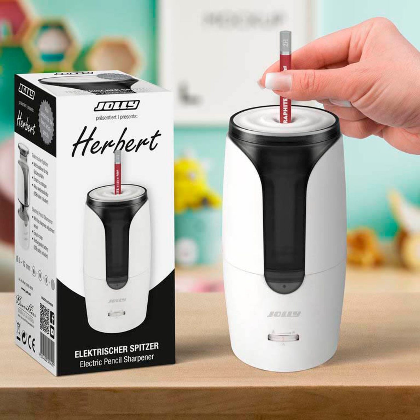 JOLLY elektrischer Anspitzer Herbert weiß | 9285-0005