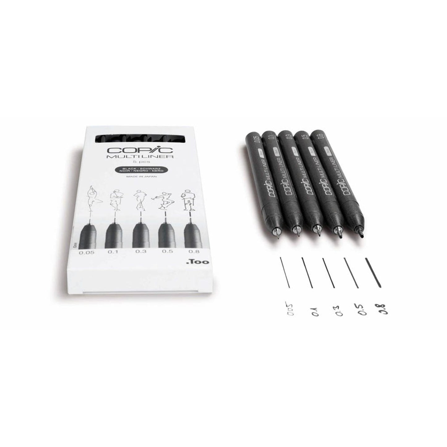 COPIC® Multiliner Fineliner schwarz 0,05 + 0,1 + 0,3 + 0,5 + 0,8 mm | 22075635 | 1 Pack = 5 St.