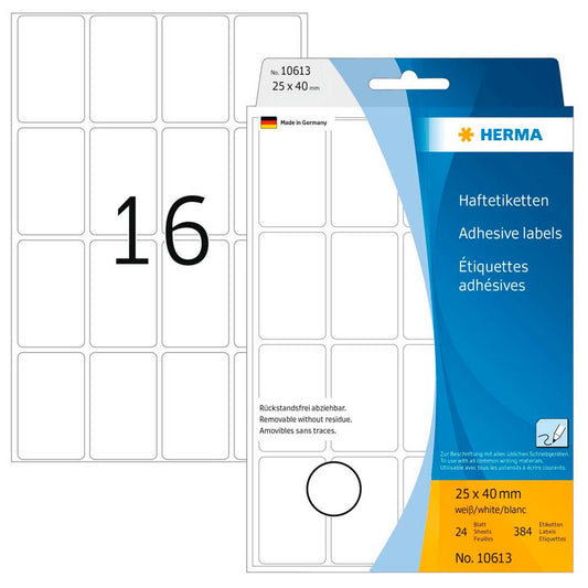 HERMA Movables Etiketten weiß 25,0 x 40,0 mm | 10613 | 1 Pack = 384 Etiketten