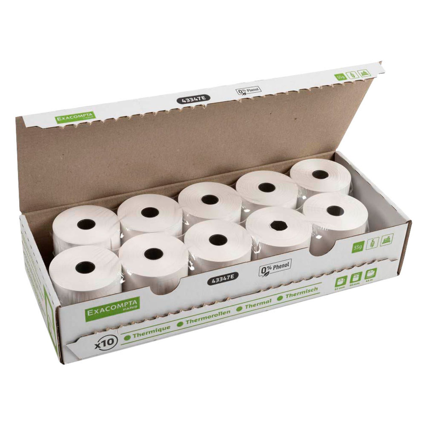Exacompta Thermorollen 5,7 cm x 44,0 m | 43347E | 1 Pack = 10 Rollen