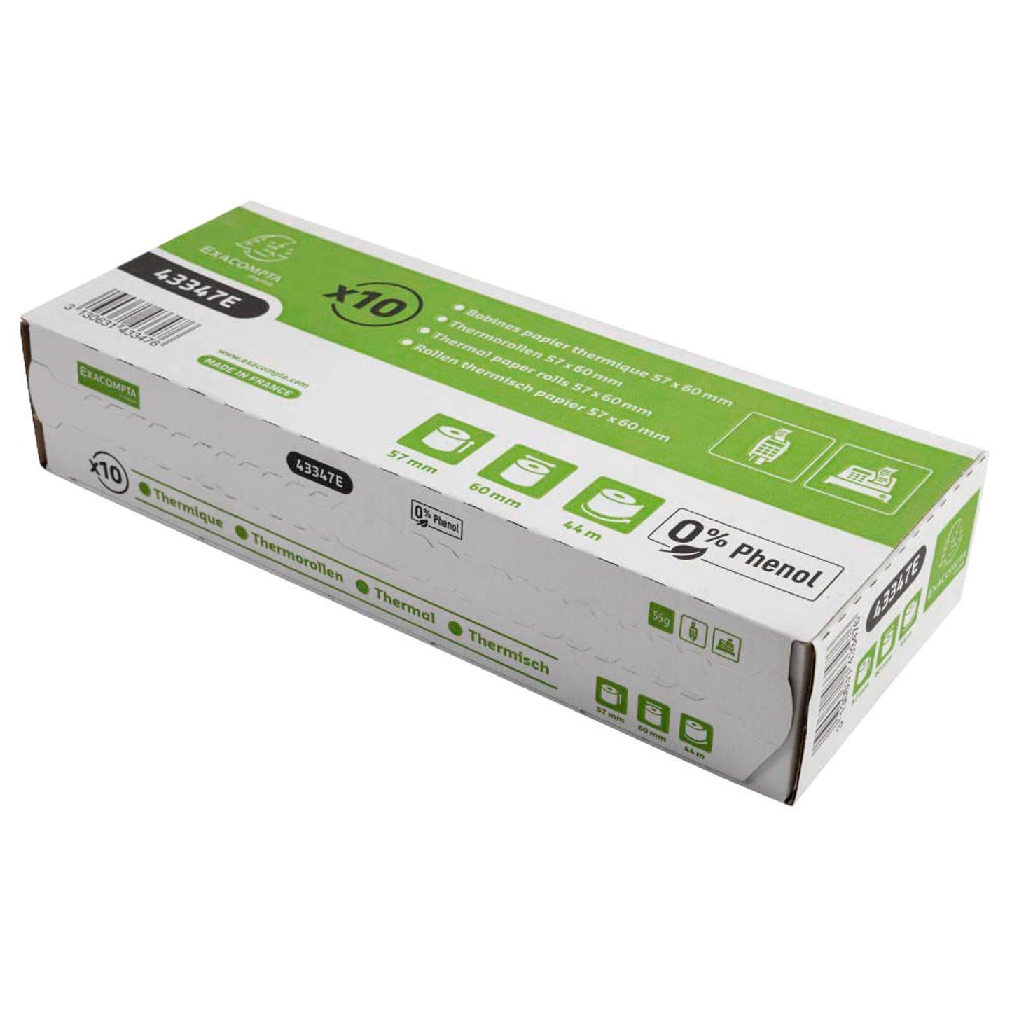 Exacompta Thermorollen 5,7 cm x 44,0 m | 43347E | 1 Pack = 10 Rollen