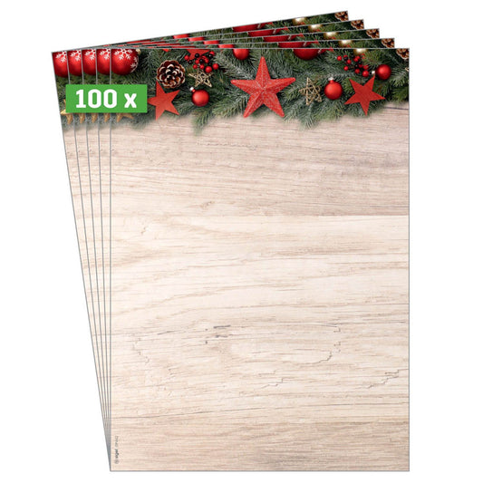 SIGEL Weihnachtsbriefpapier Chalet Style Motiv DIN A4 90 g/qm | DP442 | 1 Pack = 100 Blatt