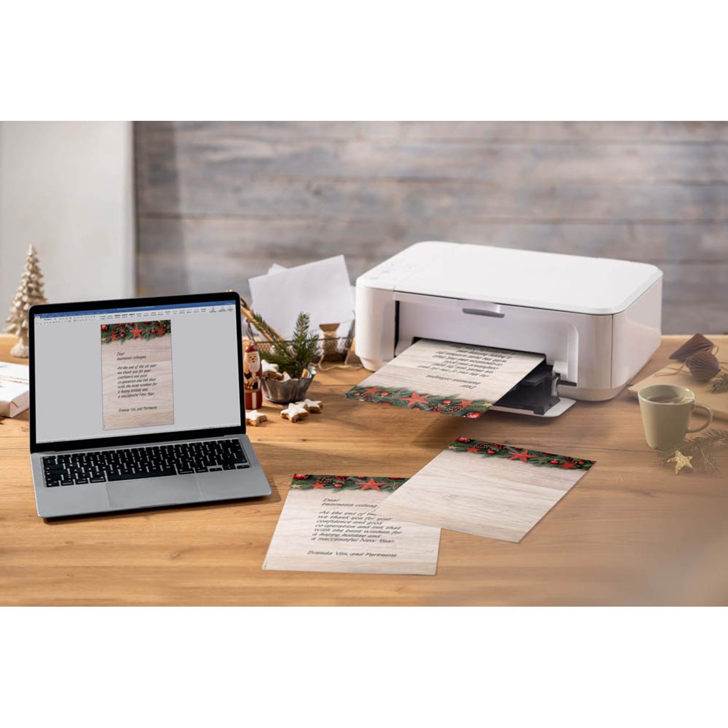 SIGEL Weihnachtsbriefpapier Chalet Style Motiv DIN A4 90 g/qm | DP442 | 1 Pack = 100 Blatt