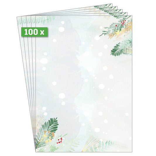 SIGEL Weihnachtsbriefpapier Christmas Forest Motiv DIN A4 90 g/qm | DP481 | 1 Pack = 100 Blatt