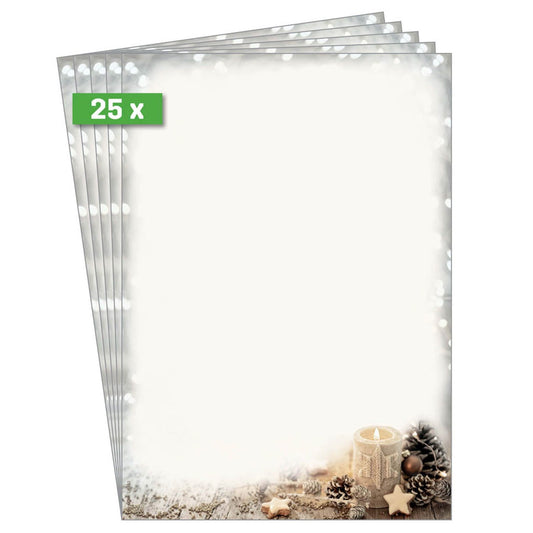 SIGEL Weihnachtsbriefpapier Christmas Candle Motiv DIN A4 90 g/qm | DP450 | 1 Pack = 25 Blatt