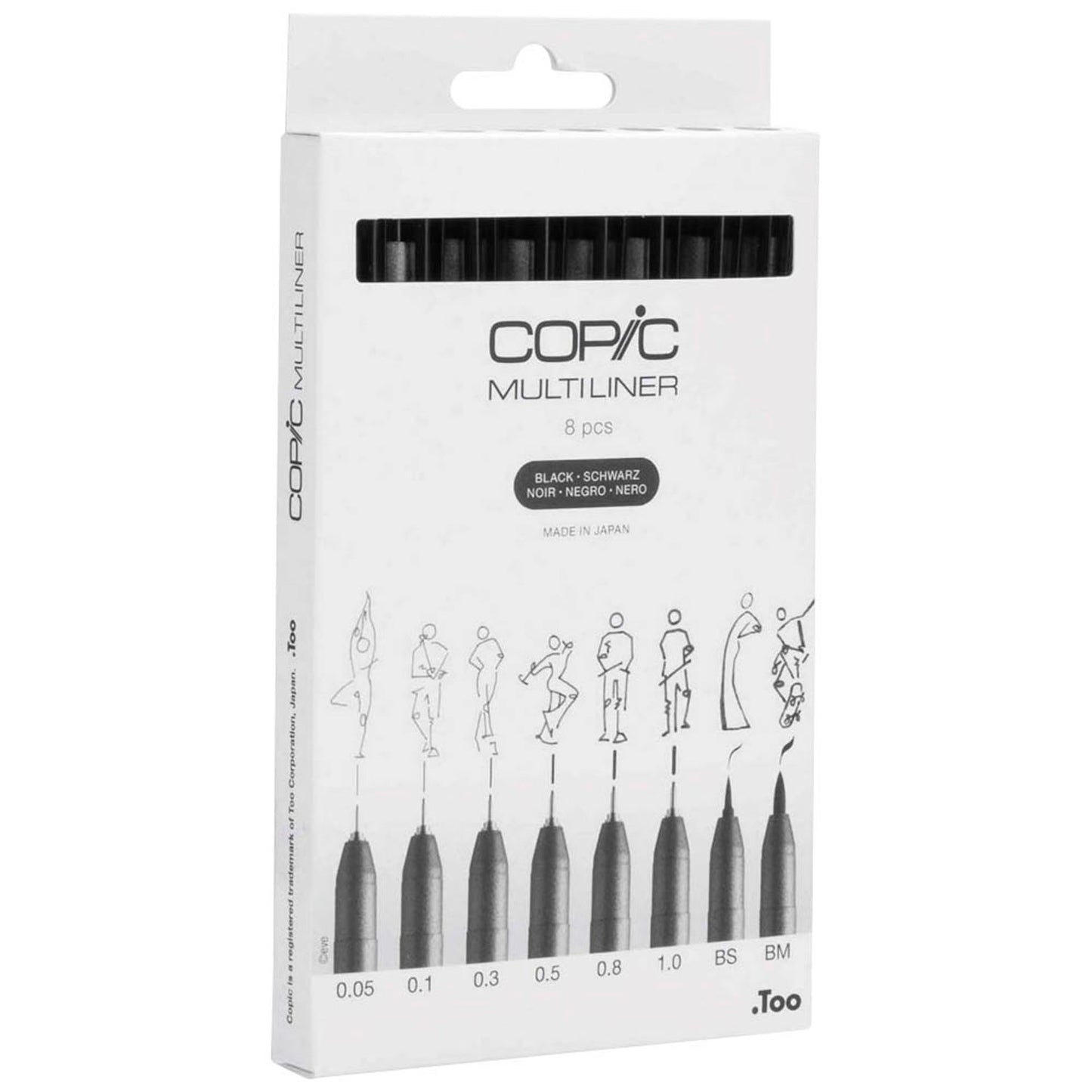 COPIC® Multiliner Fineliner schwarz 0.05 + 0.1 + 0.3 + 0.5 + 0.8 + 1.0 + BS + BM mm | 2207510 | 1 Pack = 8 St.